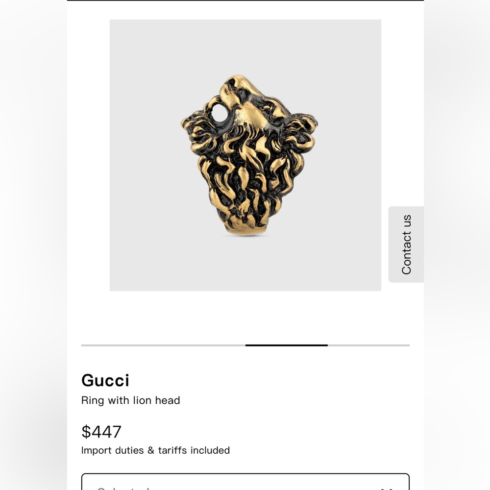 Gucci Gold Lion Heads Ring